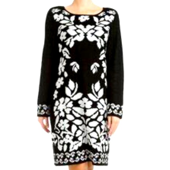 NY Collection Dresses & Skirts - NY Collection Sweater Dress Black & White Floral